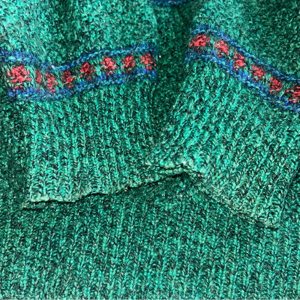 Vintage American Outfitters Wool Sweater Green Patterned Men's XL 85% Wool - Picture 3 of 9